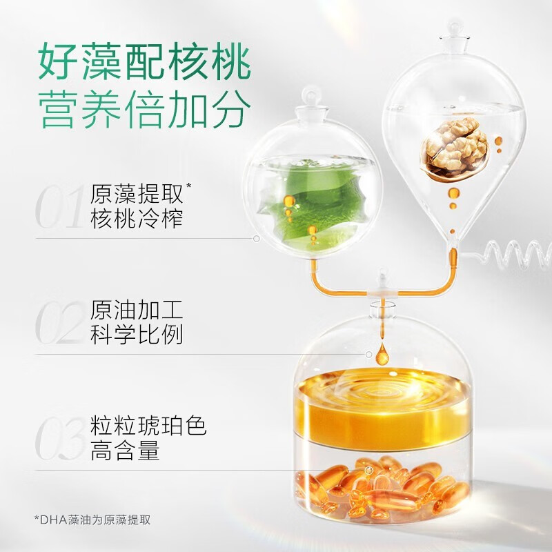 Natural doctor's algae oil dha, special seaweed oil dha for infants and young children, dha algae oil for infants, pregnant women, children and students, upgraded version, dual nutrition algae oil dha1 box, 60 capsules in total