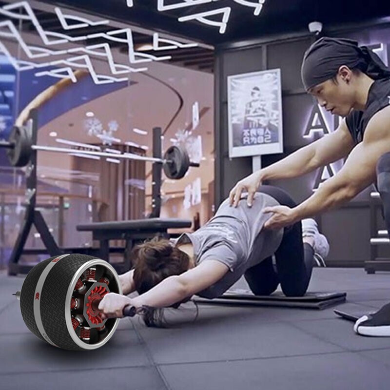 FEEBO Feibo Abdominal Wheel Automatic Rebound Abdominal Muscle Wheel Intelligent Counting Silent Abdominal Roller Giant Wheel Abdominal Strengthening Abdominal Roller Burgundy Shock Absorbing Type