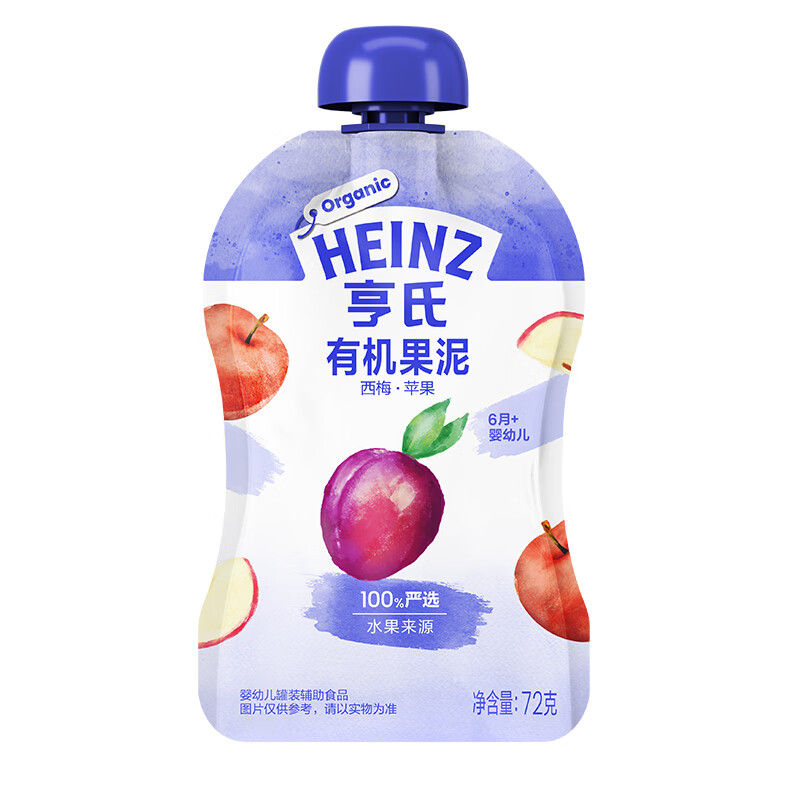 Heinz Dad's Random Inspection Fruit Puree Organic Apple Prune Puree 72g Baby 0 Added Baby Food Complementary Puree 6 Months+