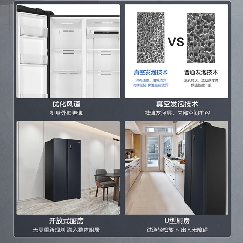 Leader Haier Refrigerator produces Yuecheng series 538L side-by-side double-door refrigerator with large capacity, first-class energy efficiency, air-cooled DEO clean flavor BCD-538WGLSSEDBX with 15% replacement subsidy, Quick Freeze King, ultra-thin and large capacity 538L