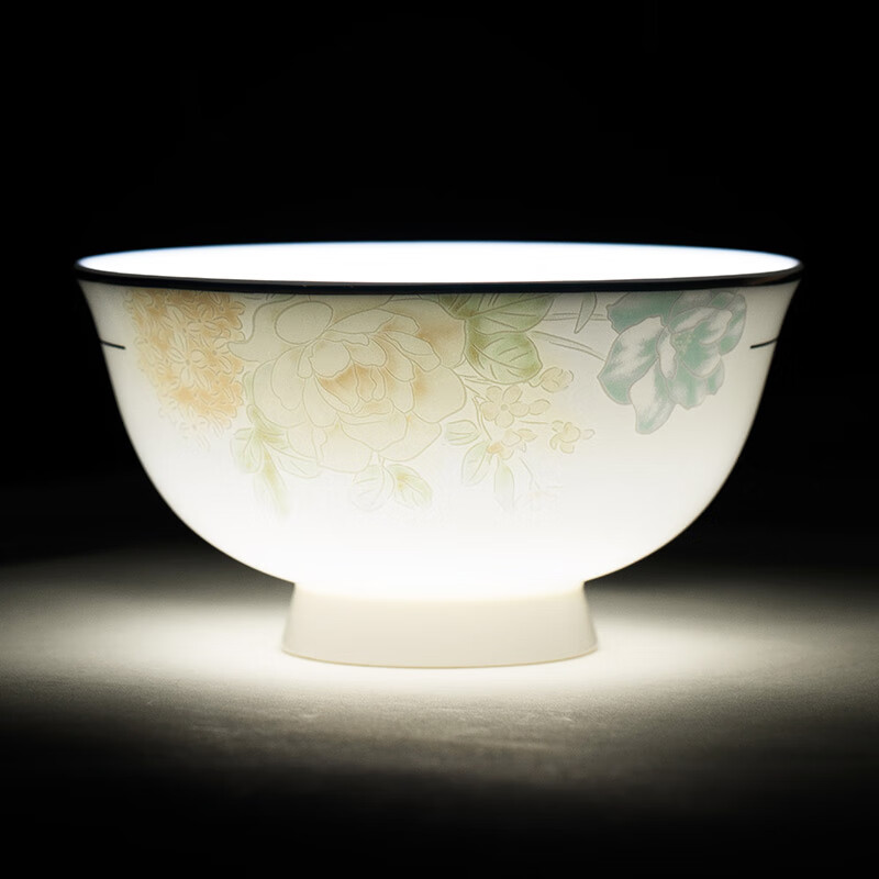 Yichen Jingdezhen ceramic tableware household 4.5-inch tall rice bowl European style light luxury rice bowl dreamy flower shadow