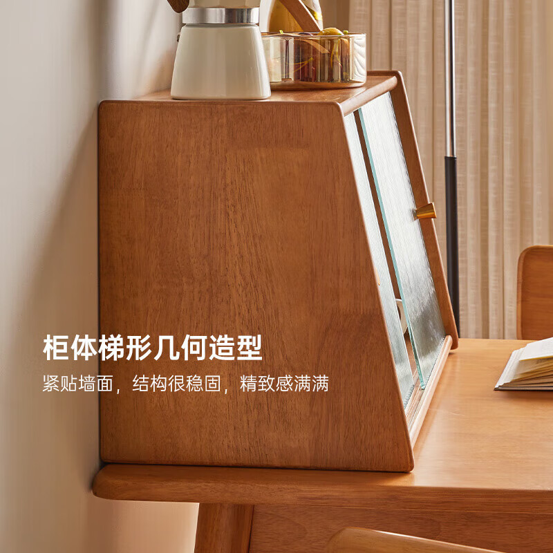 Yiliuyuan Solid Wood Sideboard Kitchen Shelf Wall Cabinet Home Dining Table Cupboard Storage Desktop Storage Cup Holder 45cm Sliding Door Cherry Wood Color - Completely shipped