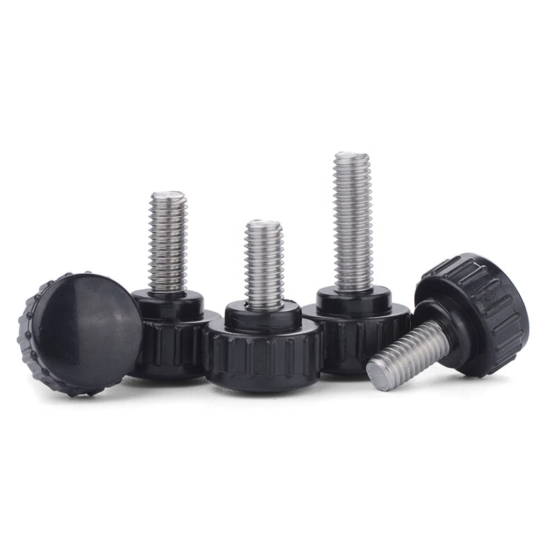 Jinggong M3M4M5M6M8 304 stainless steel round head hand screw round straight handle screw rubber head handle 14 head diameter-M5*12