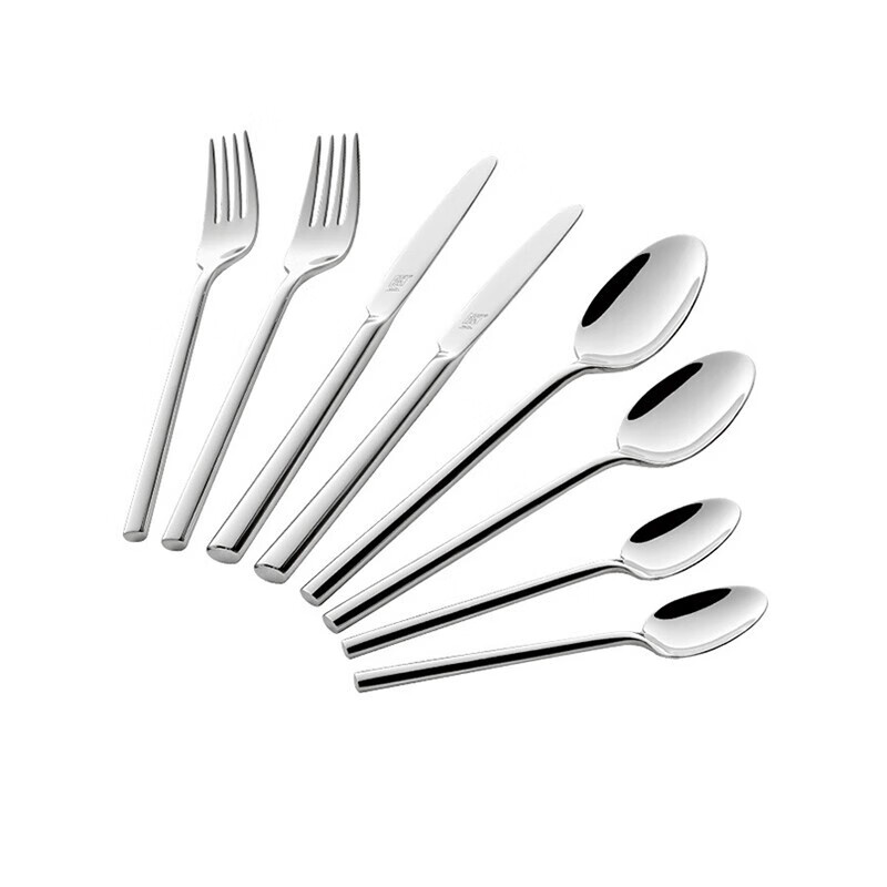 ZWILLING tableware set, spoon, soup spoon, rice spoon, fruit fork, knife and fork, stainless steel coffee spoon, 8-piece Western tableware set
