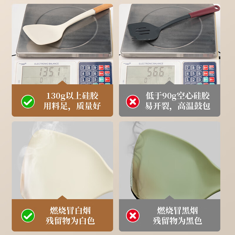 ASD (ASD) spatula, thickened silicone spatula, cooking pot protection spatula, anti-scalding and high temperature resistant handle, milky white