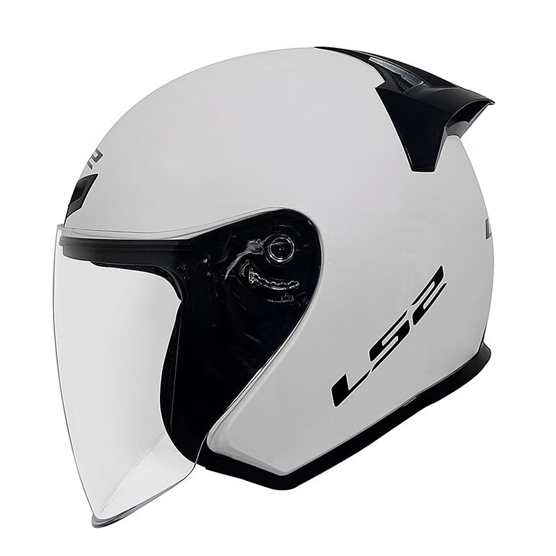 LS2 new motorcycle helmet quarter helmet electric moped four seasons large tail large size men and women half helmet OF608 flash white 3XL (recommended 61-62CM)