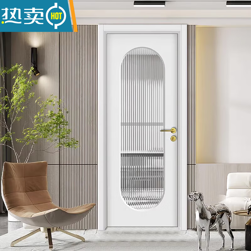 French wooden door, painted bathroom door, indoor door, single door, custom-made modern simple flat door, style five