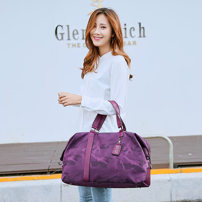 CRISP KERREIN Hong Kong brand travel bag women's short-distance portable luggage bag large capacity travel bag Korean version boarding bag fitness bag trendy purple 1010 ready for delivery on the same day