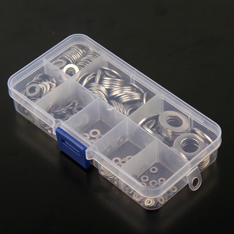 Wantful 304 stainless steel gasket, thickened metal screw flat washer M2M3M4M5M6M8M10 thin meson M2~M10 (8-in-1 set) 1 box, 360 pieces in total
