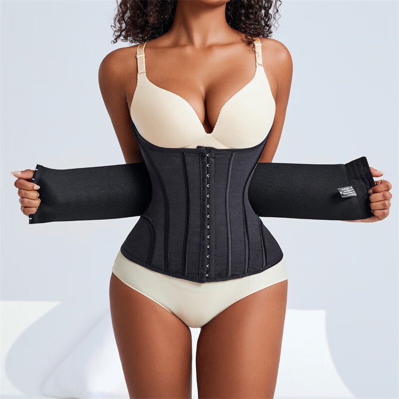 Posture meter U-shaped thin belt sports fitness waist clip postpartum abdominal belt corset women's belly waist belt black double-layer U-shaped belt S (116-130 pounds)