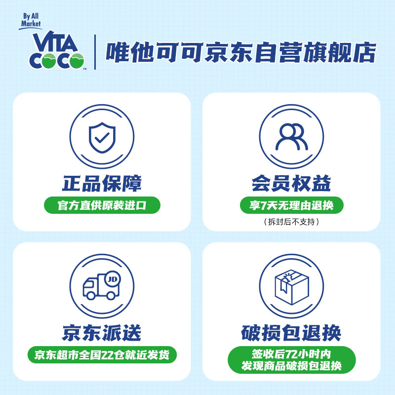 Vita Coco Coconut Water Coconut Juice Drink Low Sugar Low Calorie Rich in Electrolytes Original Imported Coconut Green Juice 1L*4 Bottles New Year's Goods