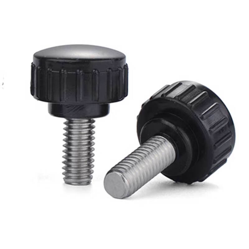 Jinggong M3M4M5M6M8 304 stainless steel round head hand screw round straight handle screw rubber head handle 14 head diameter-M5*12