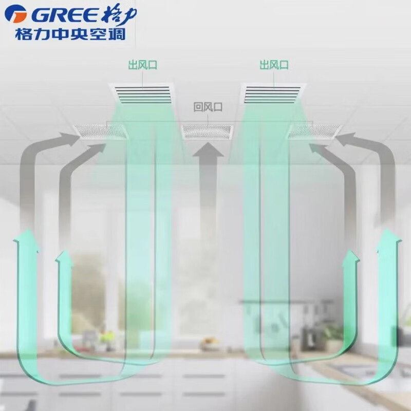 Gree kitchen special air conditioning duct machine household central air conditioner one drags one kitchen to enjoy the new design of anti-oil fume, anti-oil fume embedded, seven-layer filter, dual air outlets, 1 HP, three-level energy efficiency
