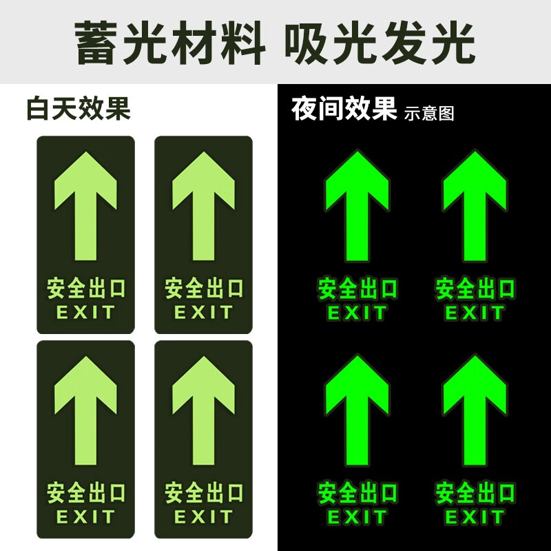 Quxing Fire Floor Stickers Safety Exit Straight 6 Pieces Wear-Resistant Floor Stickers Fire Escape Evacuation Signs