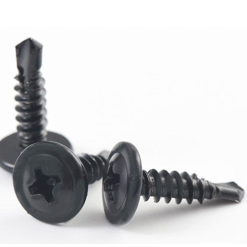 Jiping 4.2M4.8 black 410 stainless steel cross large flat head drill tail self-tapping screw round head Washer dovetail self-drilling screw 4.2*16 (100 pieces)