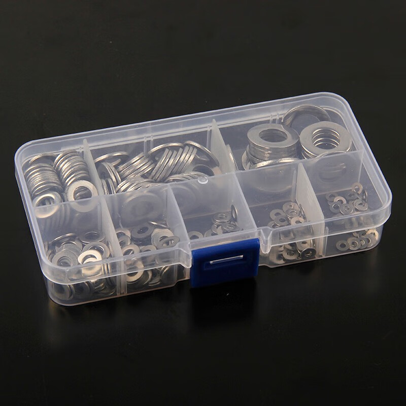 Wantful 304 stainless steel gasket, thickened metal screw flat washer M2M3M4M5M6M8M10 thin meson M2~M10 (8-in-1 set) 1 box, 360 pieces in total