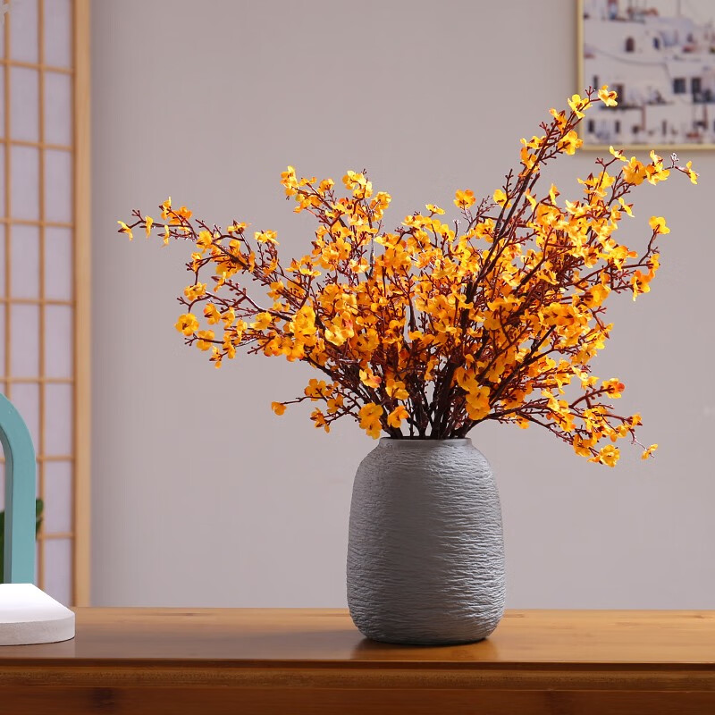 Puji Creative Ceramic Vase Nordic Simple Living Room Coffee Table TV Cabinet Flower Arrangement Dining Table Surface Hydroponic Dried Flower Decoration Ornaments White Single Ceramic