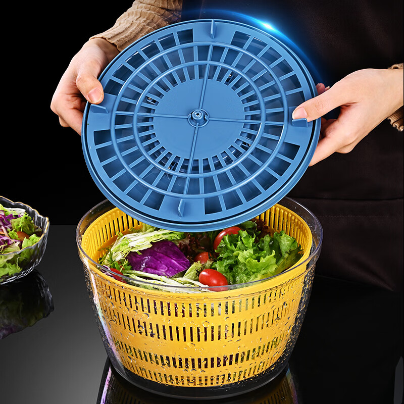 Bomans electric water spinner household fruit and vegetable salad dehydrator kitchen special drying machine water filter basket drain basket blue upgraded model 4L