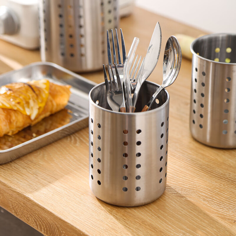 Jianjiayiju stainless steel chopstick barrel draining tableware cage kitchen spoon chopsticks cutlery storage tube storage rack chopstick cage bamboo skewer straw bucket small size