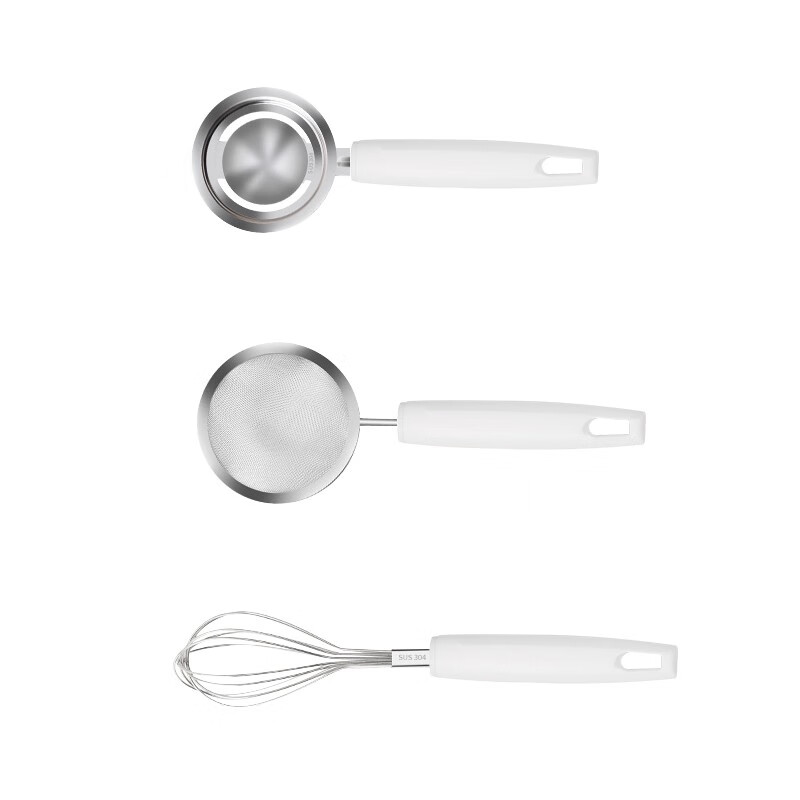Baige Baby Food Tools Complete Set Baby Food Colander Stainless Steel Egg White Separator Egg Beater Steamed Cake Mold Food Strainer + Egg Beater + Egg White Separator