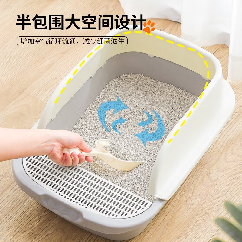 Wang Yejun cat litter box top into semi-enclosed cat toilet to prevent splashing kitten adult cat cat litter box cat litter box with cat litter shovel medium size