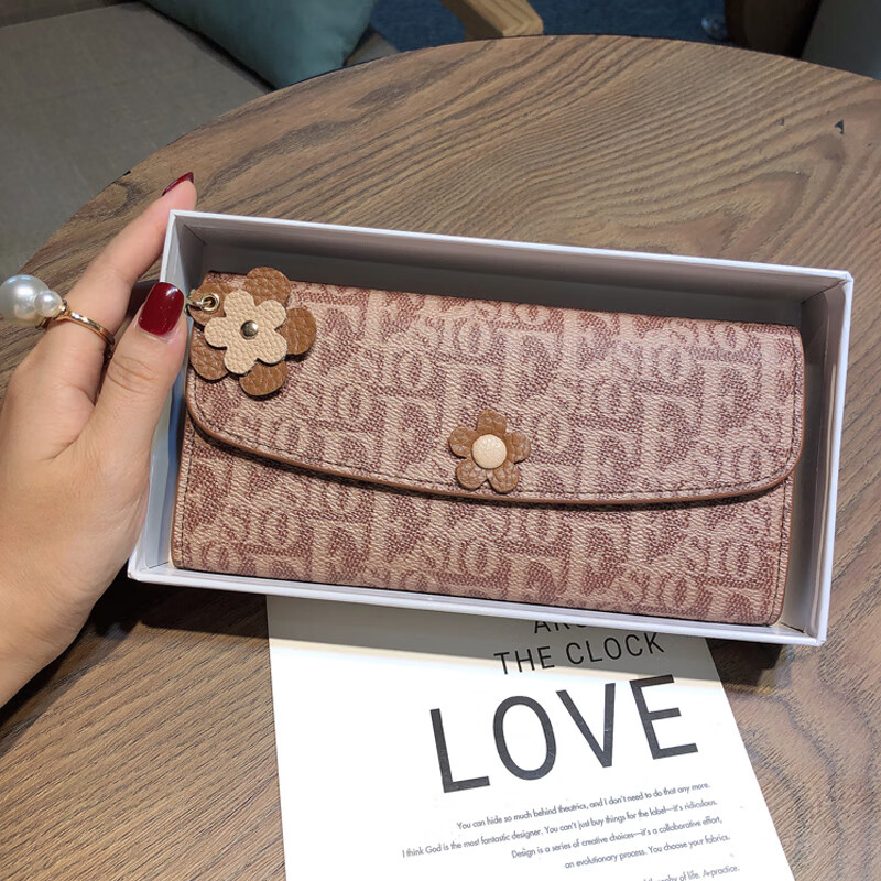 Sephoron New Year Large Capacity Hand Wallet for Women, 2026 New Style with Genuine Leather Wallet, Enlarged Mobile Phone Banknote Clip, Brown DC5A561405