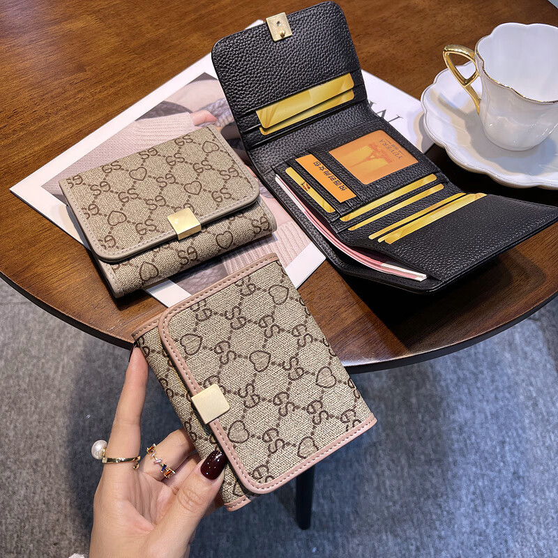 CALCULAT&KEENCK card holder women's wallet two-in-one 2025 Chinese Valentine's Day genuine leather high-end exquisite niche design short style high-end sense apricot 12 card slot gift box