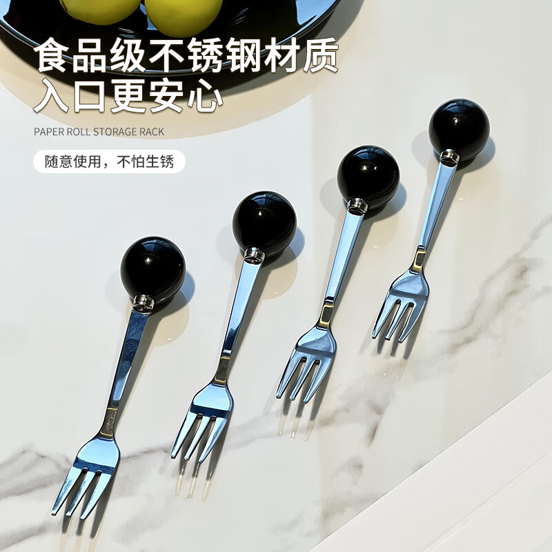 Zunmousse ceramic fruit fork set light luxury home living room dining table coffee table cake dessert fork coffee spoon creative storage jar ink tiger fruit fork jar 1 jar 6 forks