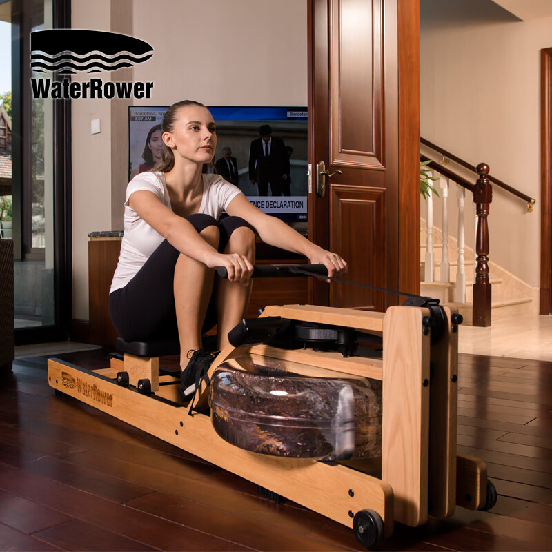 WaterRower (WaterRower) imported from the United States, home indoor smart water resistance rowing machine, double-track solid wood fitness equipment, oak model, track with engraved LOGO, Jingzhi model