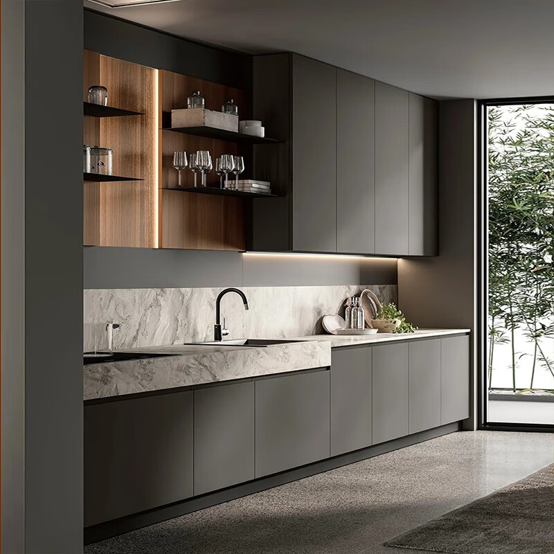 Huili's whole house customization modern minimalist open style small apartment integral cabinet customization kitchen cabinet furniture customization Consult customer service to choose more boards and colors 1 meter