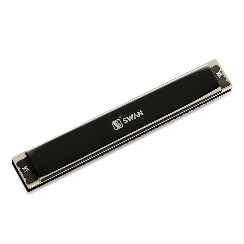 Swan (SWAN) 28-hole accent harmonica imported from Japan gongs beginner advanced adult professional playing harmonica C key black