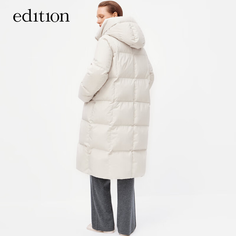 Edition down jacket for women autumn new long hooded white goose down silhouette puff down jacket off-white T01 S 160 The size is too large, it is recommended to order one size smaller