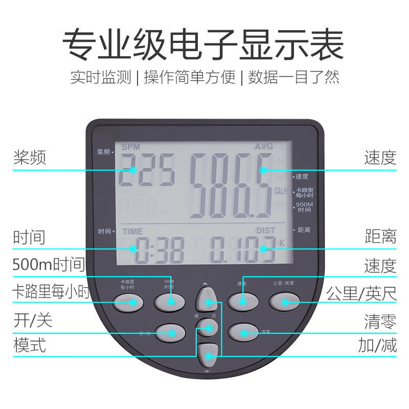 British ontology commercial household smart water resistance rowing machine gym solid wood rowing machine A model walnut color