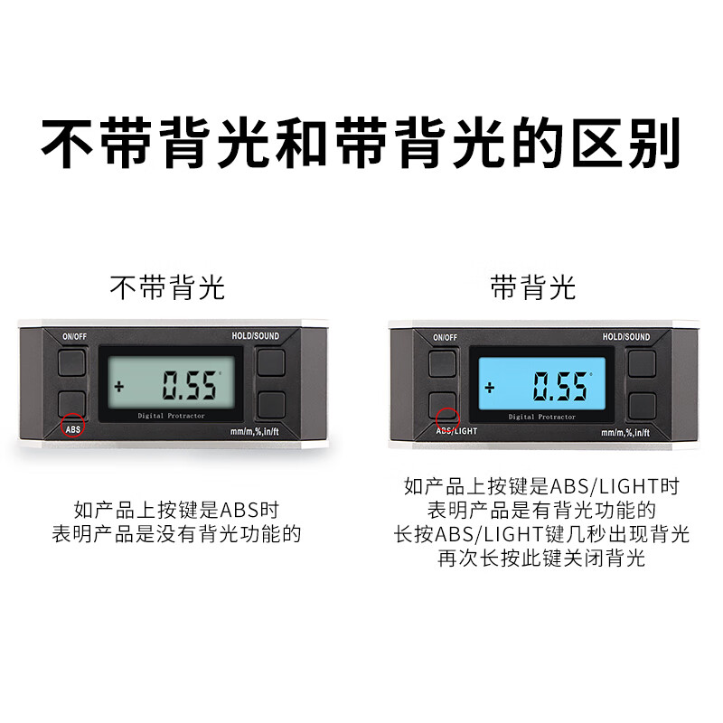 Weidu (WD) digital inclinometer angle measuring instrument high-precision level ruler slope gauge incline box electronic angle ruler with tape backlight