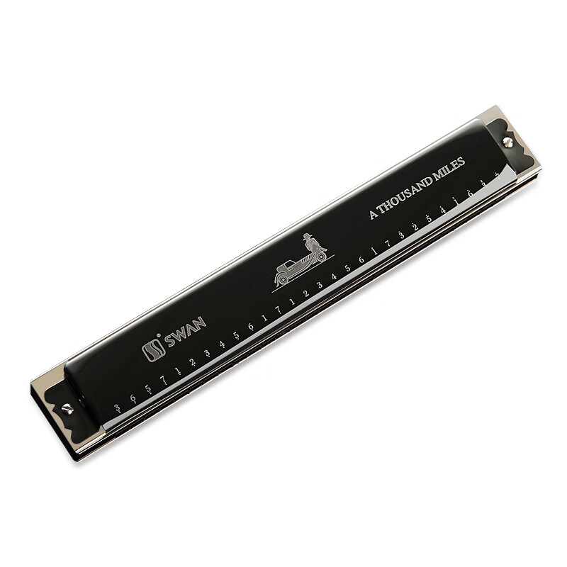 Swan (SWAN) 28-hole accent harmonica imported from Japan gongs beginner advanced adult professional playing harmonica C key black
