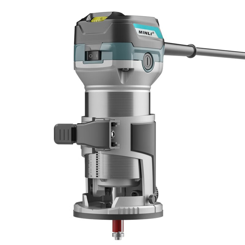 MINLI edge trimming machine woodworking slotting machine artifact hole opening woodworking decoration tool multi-functional carving electromechanical wood milling small gong machine soft start + 6-speed constant speed + 15 milling cutters