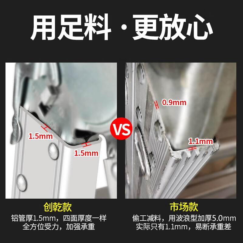 Folding ladder aluminum alloy herringbone ladder 3456 step engineering ladder multifunctional ladder sixth generation large joint ladder 4 fold 3 step curved foot herringbone 1.8 meters equal to straight ladder 3.6 meters