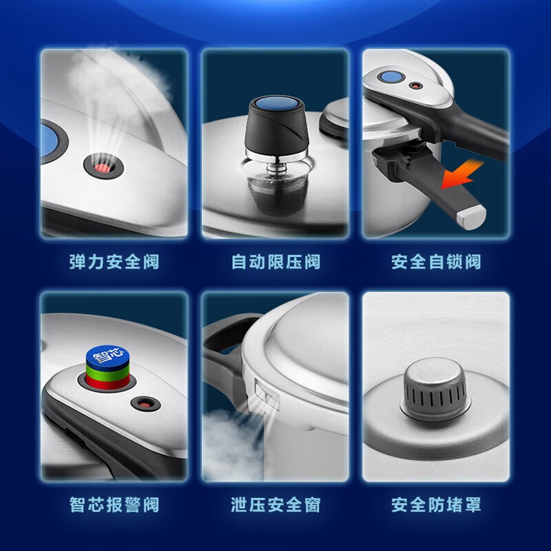 ASD pressure cooker 304 stainless steel T-shaped 7.6L smart core pressure cooker gas induction cooker universal YS24T1WG