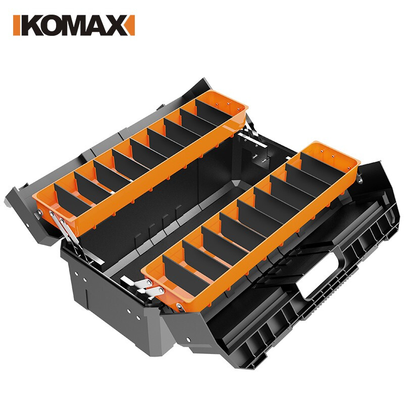 Komax multi-layer folding tool box double-open storage box large portable electrician storage box household hardware car empty box (enhanced version) double-open tool box