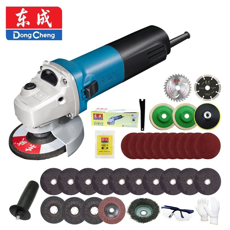 Dongcheng angle grinder polisher multifunctional household cutting machine hand grinding polishing S1M-FF10-100/13-100 10-100 adjustable speed side switch high supporting