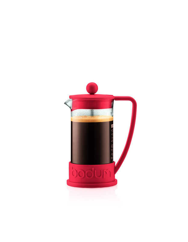 BODUM Brazilian French Press Coffee Maker with Glass Bottle 34 oz Warm Red