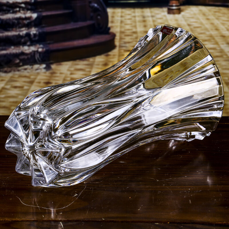 Gauss (Glass) crystal glass vase Nordic style creative large dried flowers rich bamboo dining table Teacher's Day gift living room flower arrangement ornaments Monet transparent 310mm