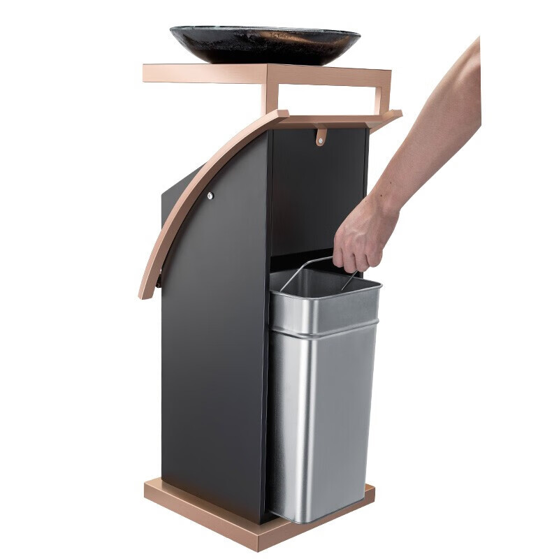 Supercloud (Shukou) hotel trash can ashtray stainless steel lobby vertical outdoor hotel fashion with inner bucket corridor with ashtray ash bucket square bucket A-178B rose gold
