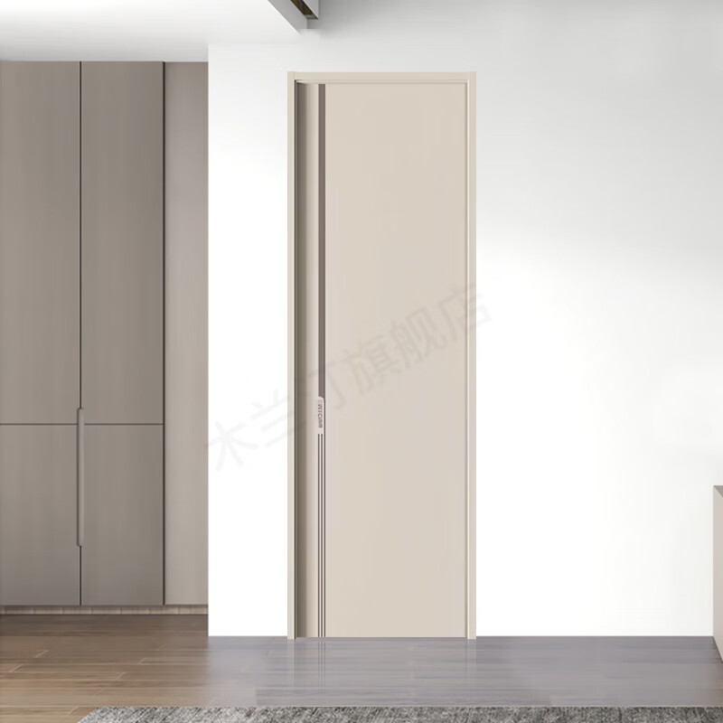 New bedroom door environmentally friendly carbon fiber technology wooden door interior door solid wood composite paint-free door light luxury simple door sound insulation set door customization molded model TQ-110 khaki gray/starry sky gray top set door (solid wood board filling + upgraded thickening one-piece set)