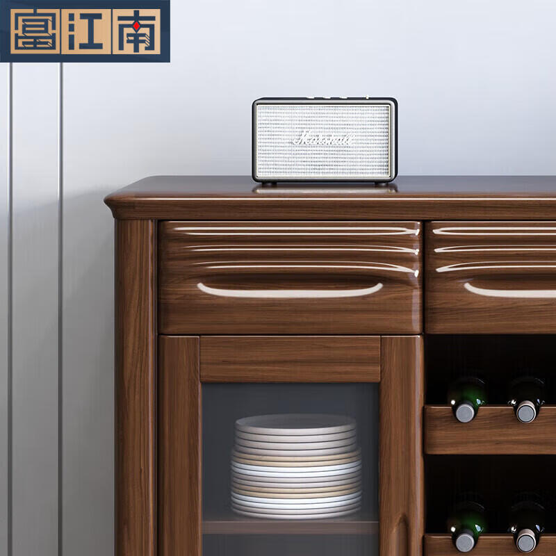 Fu Jiangnan golden sandalwood solid wood sideboard tea cabinet new Chinese style multi-functional small wine cabinet storage cabinet kitchen sideboard