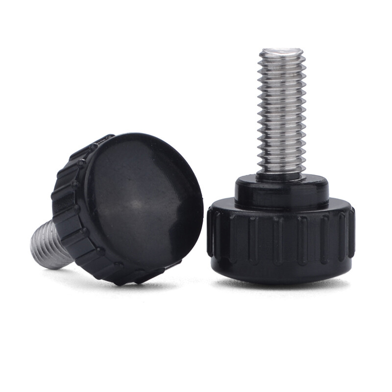 Jinggong M3M4M5M6M8 304 stainless steel round head hand screw round straight handle screw rubber head handle 14 head diameter-M5*12