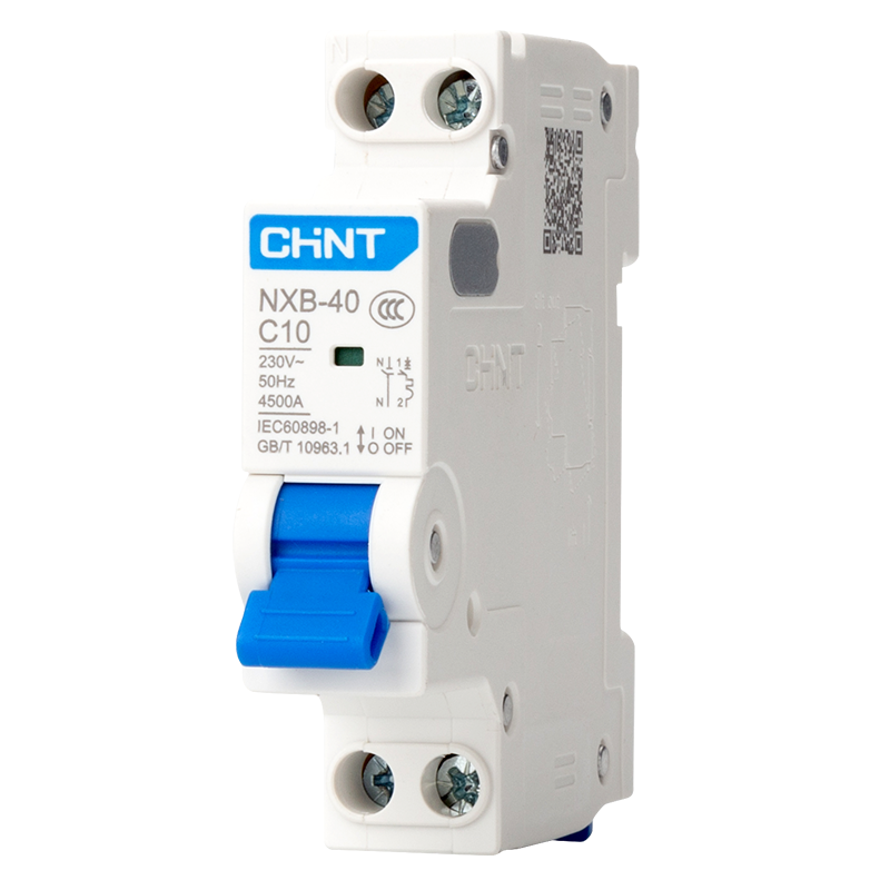 Chint (CHNT) household air switch NXB miniature circuit breaker 40 frame 1P+N overload air switch NXB-40-1PN-C10 16A