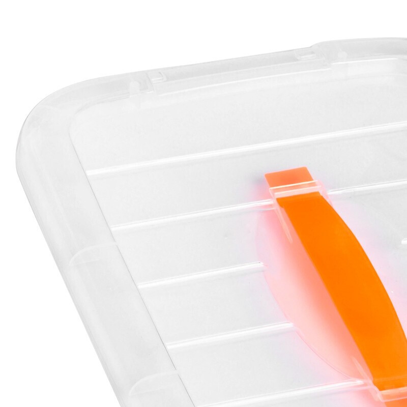 Jinshiluo K6031 Colorful Storage Box with Handle Turnover Box with Pulley Storage Box Miscellaneous Tool Organizing Box with Cover Transparent 27L