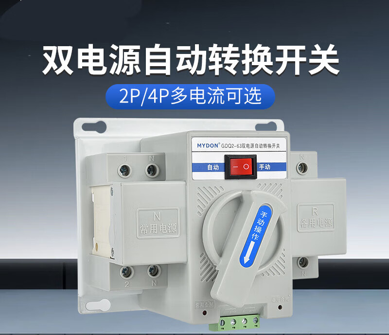 Dual power automatic transfer switch single-phase 220V 63A backup power manual transfer switch 10A 2P 10A 2P