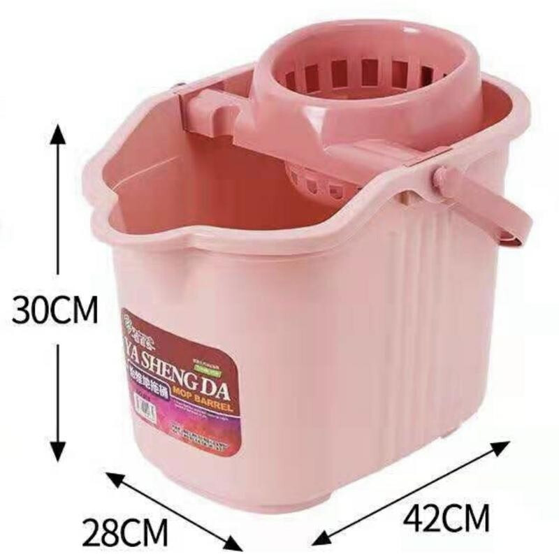 Thickened hand-pressed plastic mop bucket with wheels, rotating squeeze bucket, lazy person's water-free mopping artifact, rectangular portable wide dehydration bucket, cleaning single bucket, pressed dry mop bucket, newly upgraded cooked glue, thickened and resistant to falling, light blue